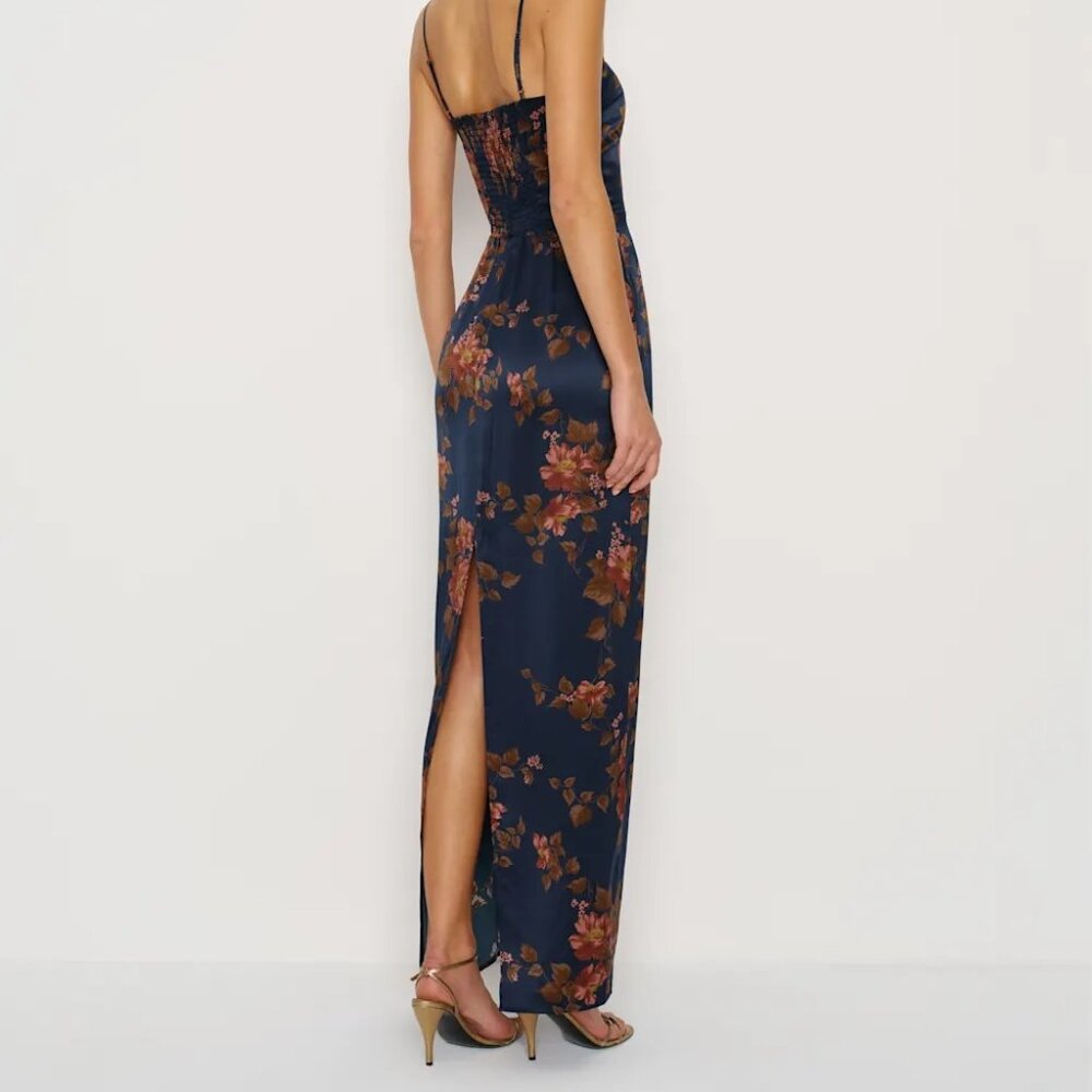 Reformation Frankie Silk Dress Blue - Size 2 - Picture 2 of 8